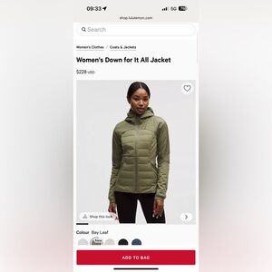 Lululemon Athletica Bay Leaf Puffer Jacket